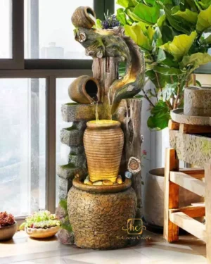 Holiness Craft Jad Pot Water Fountain Landscape Decoration for Living Room Home Decor Garden Patio Deck Porch