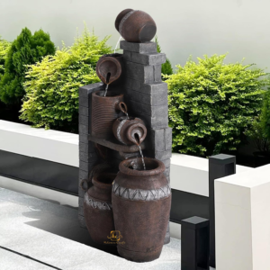 Holiness Craft Brick Pot Water Fountain for Home Decor for Indoor Tabletop Office Lawn Balcony Gift Gifting with LED Lights Water Pump