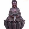 Mini Lotus Buddha Water Fountain for Home Decor with LED Light & Water Pump | Fiberglass Tabletop Waterfall Fountain for Living Room, Office, Entrance, Meditation & Vastu Décor